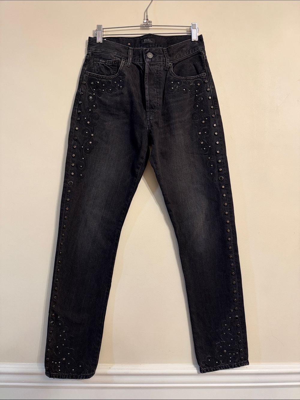 Polo Ralph Lauren Callen High Rise Slim Studded Black Jeans 26R